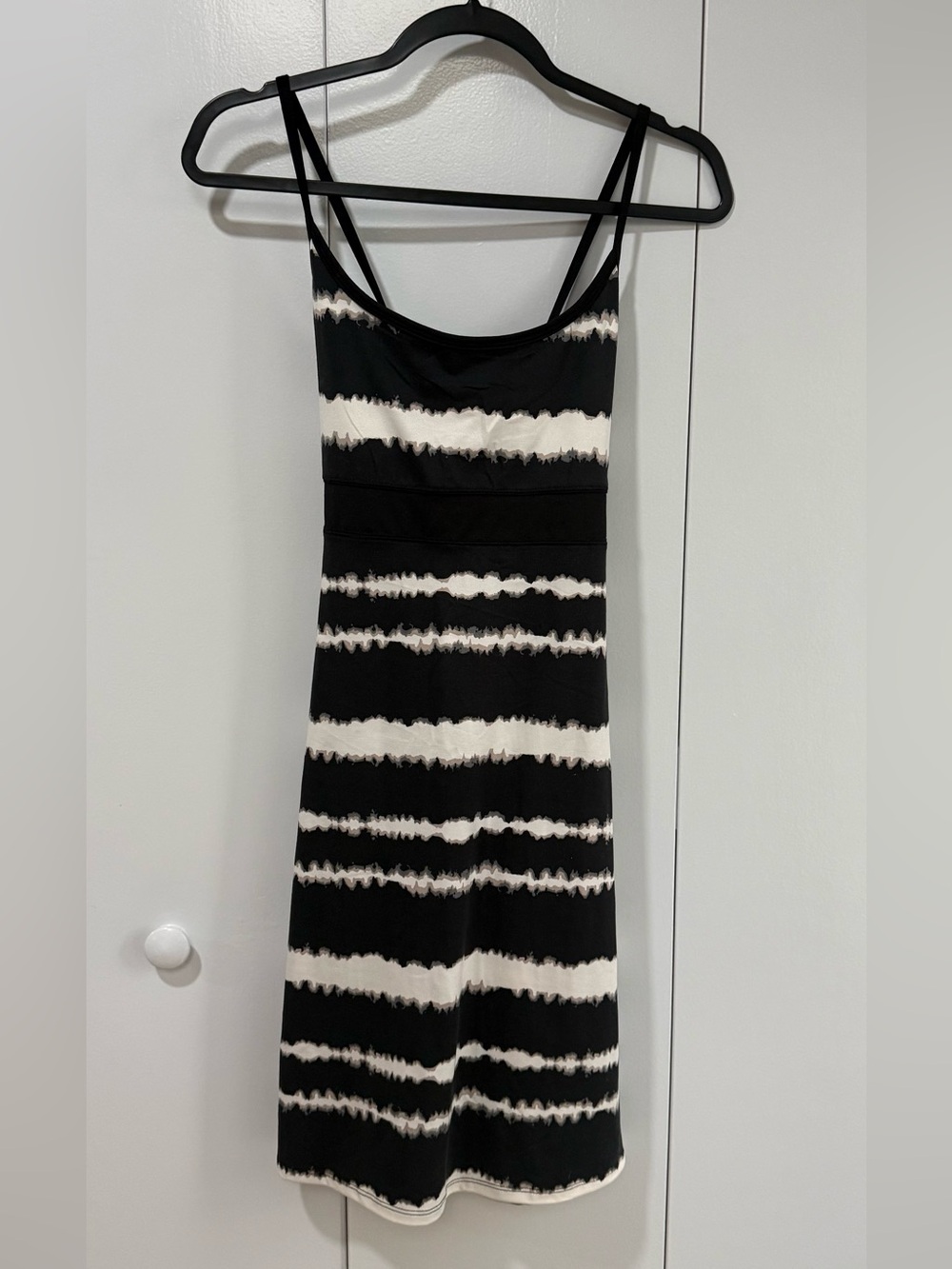 Lola Black and White Striped Tie-Dye Spaghetti Strap Dress